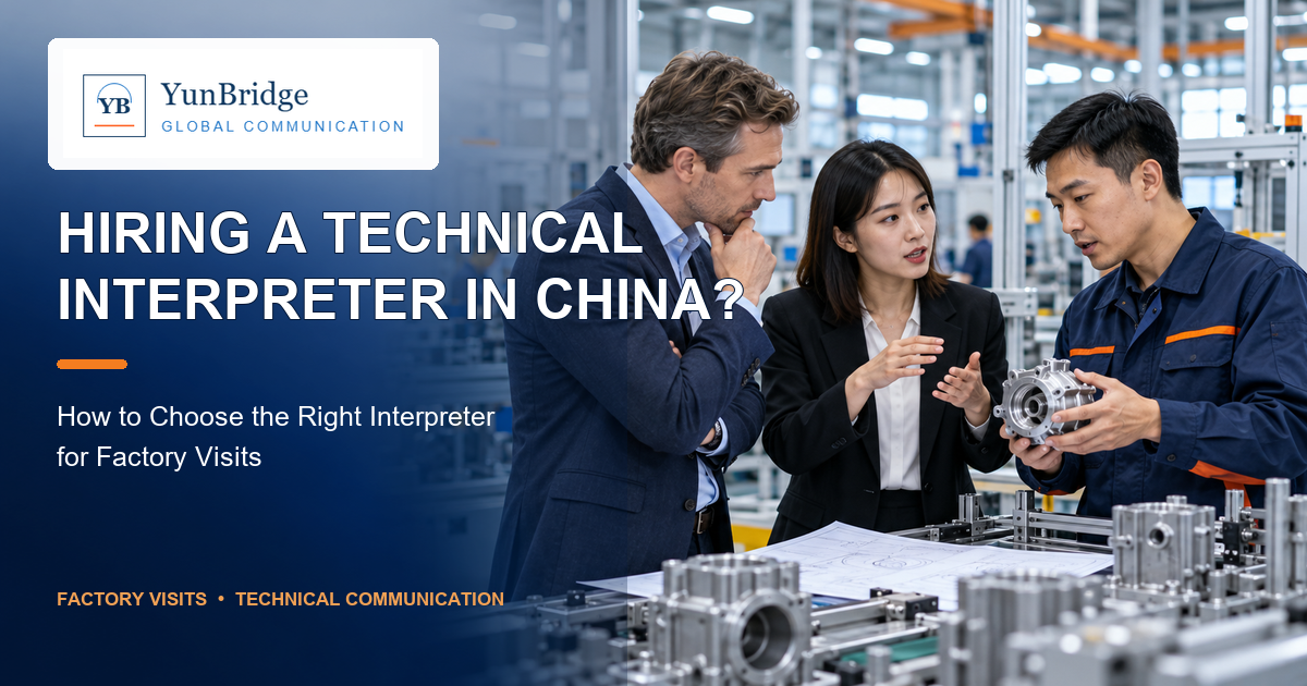 Overseas buyer and Chinese engineer communicating through an independent technical interpreter during a China factory visit